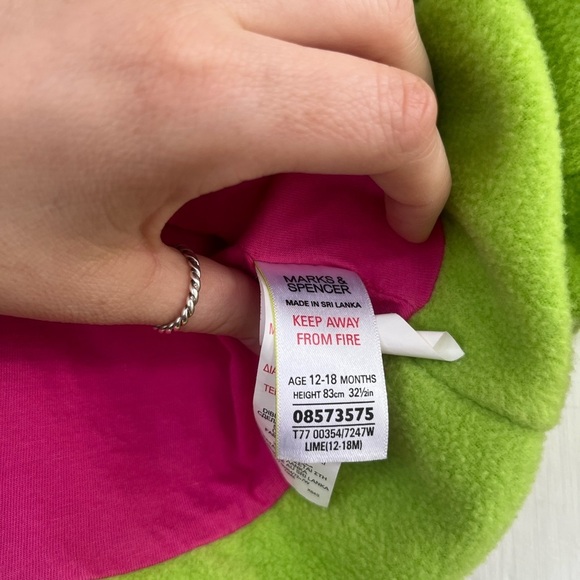 Marks & Spencer Baby Y2K Fleece Neon Green Jacket With Flowers Size 12-18 Months - Picture 5 of 10